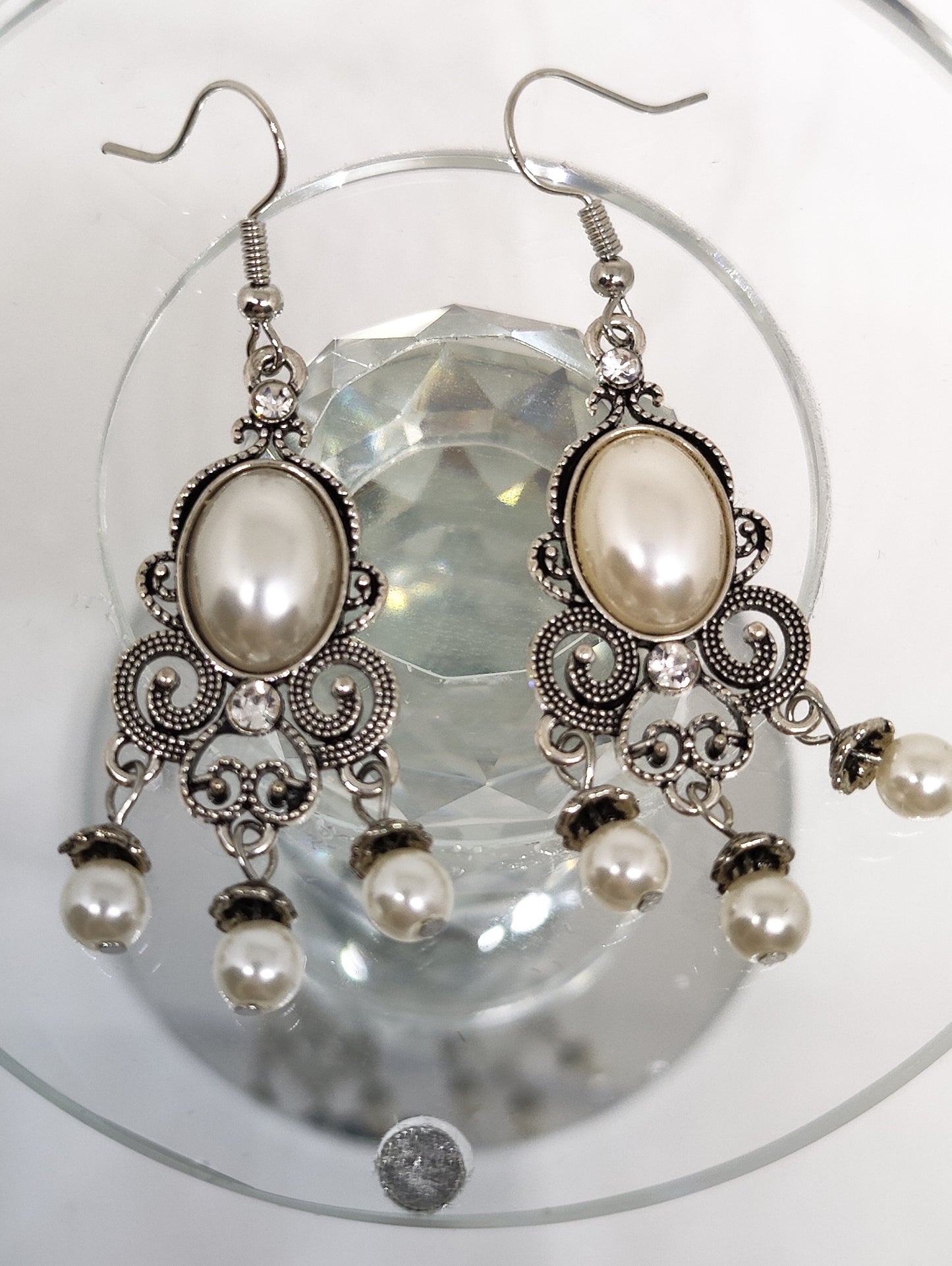 Crystal Beaded Jeweled Dangle Earrings