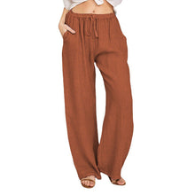 Load image into Gallery viewer, Soft Casual Drawstring Tie Trousers Elastic Waist Loose Jogger Pants With Pockets
