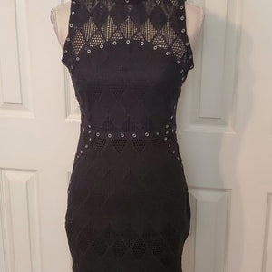 Black Sleeveless Crochet Knit Bodycon Women's Dress