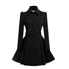 Load image into Gallery viewer, Swing Double Breasted Pea Coat with Belt Buckle Long Sleeve Lapel Outerwear Size Small
