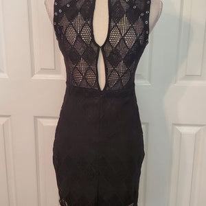 Black Sleeveless Crochet Knit Bodycon Women's Dress