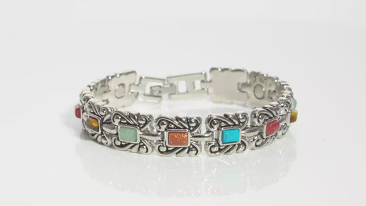 Southwestern Style Magnetic By Design Multi Gemstone Bracelet Unisex