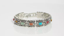Load and play video in Gallery viewer, Southwestern Style Magnetic By Design Multi Gemstone Bracelet Unisex
