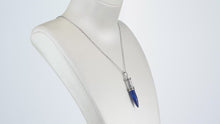 Load and play video in Gallery viewer, Lapis Lazuli and Marvelous Meteorite Pencil Pendant Necklace 20 Inches
