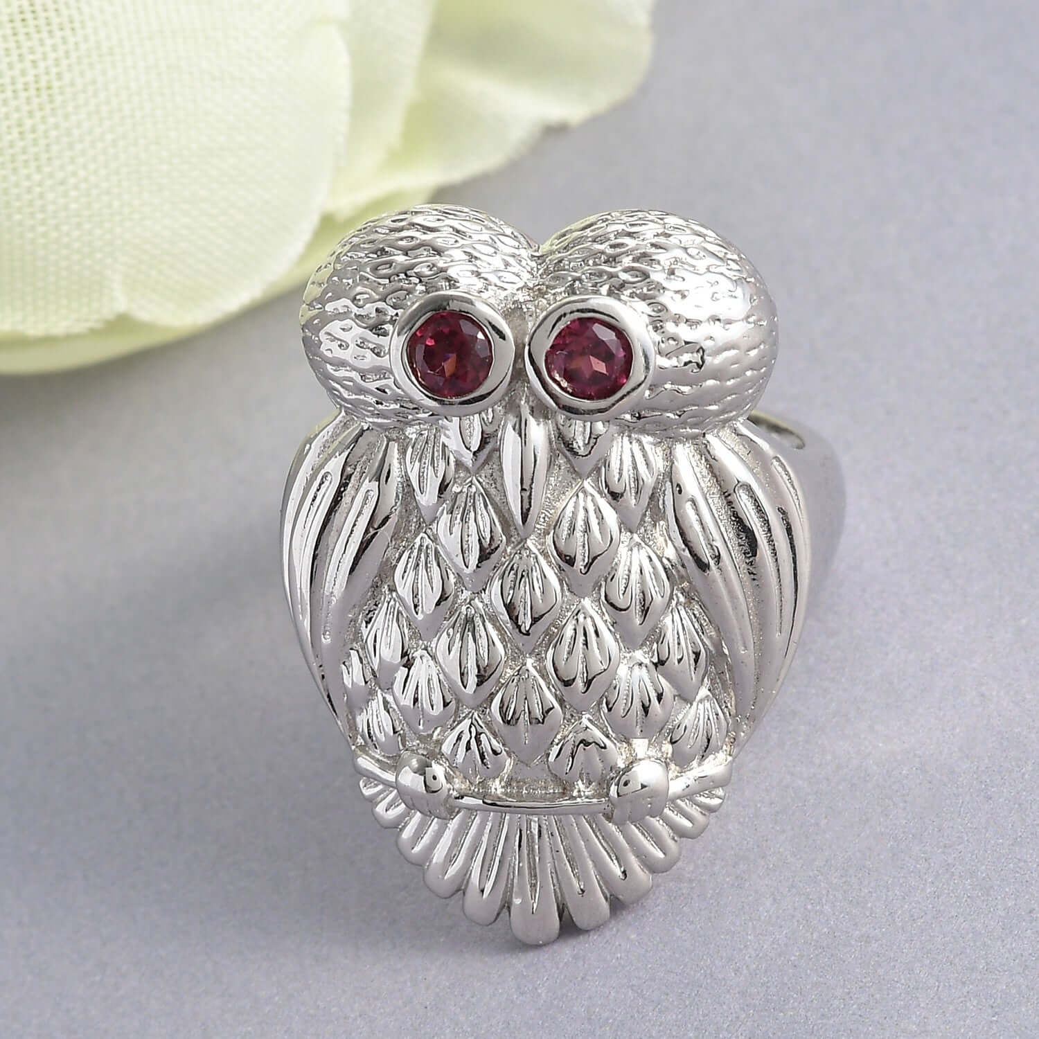 Orissa Rhodolite Garnet Owl Ring