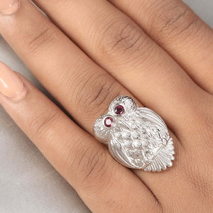 Orissa Rhodolite Garnet Owl Ring