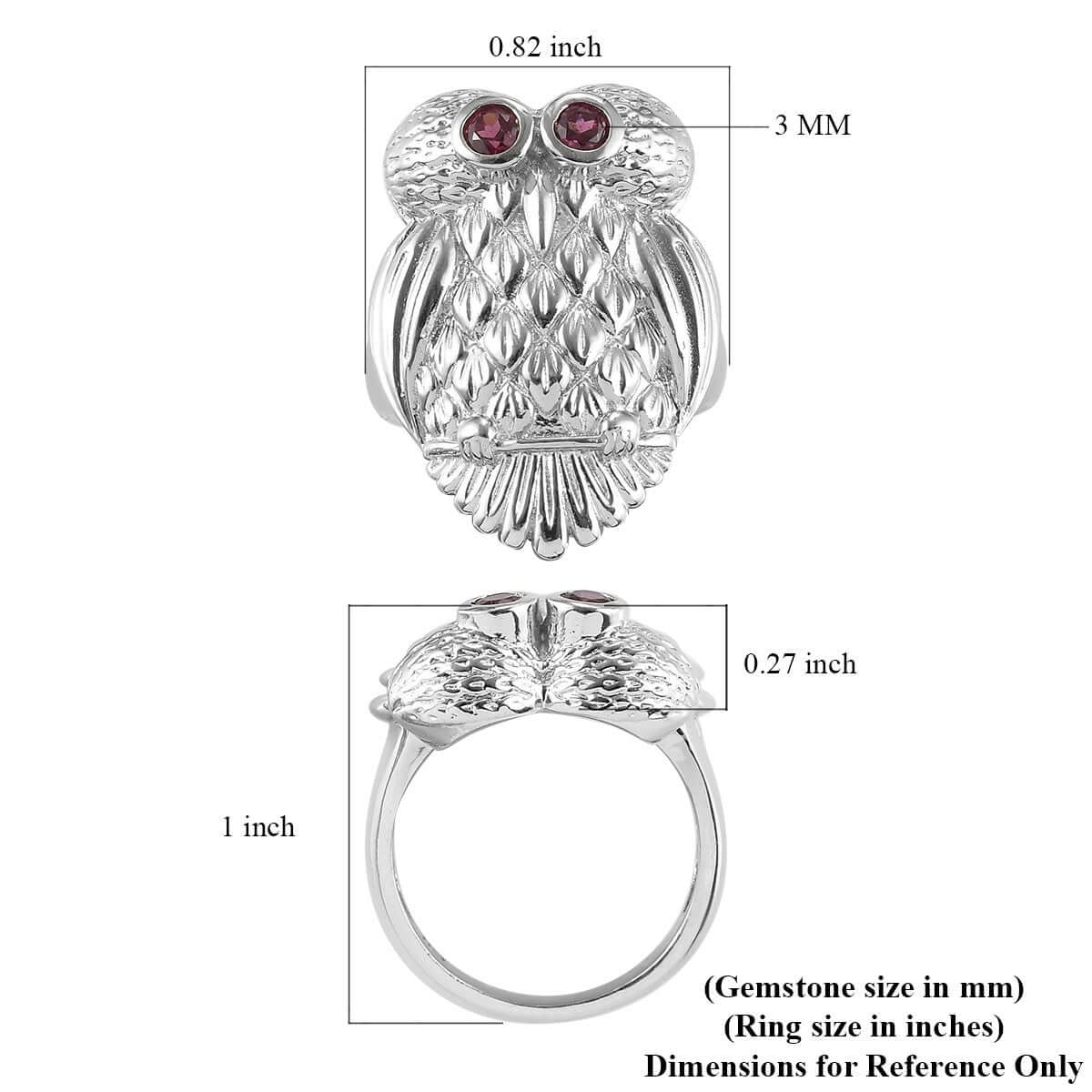 Orissa Rhodolite Garnet Owl Ring