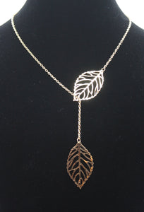 Double Leaf Drop Necklace