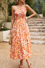 Load image into Gallery viewer, Floral One-Shoulder Sleeveless Dress with Pockets
