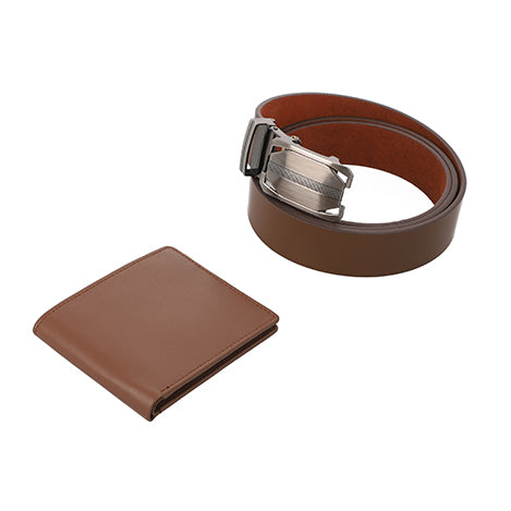 Men's 100% Genuine Leather Belt and RFID Wallet Brown or Navy