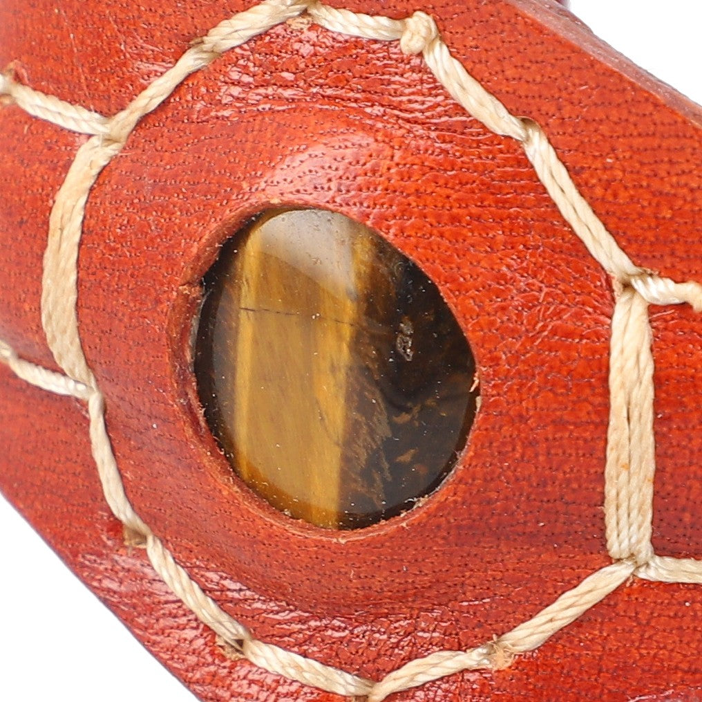 100% Genuine Leather Cuff Bracelet with South African Tiger's Eye