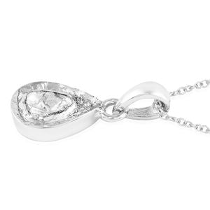 Artisan Crafted Genuine Polki Diamond Pendant in Platinum Over Sterling Silver