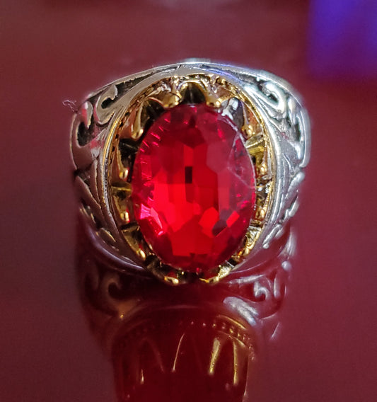 Red 2 Tone Unisex Ring Size 11.5