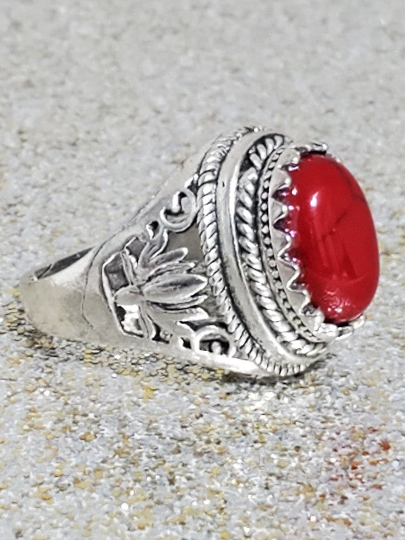 Men's Red Turquoise Ring Size 11.5