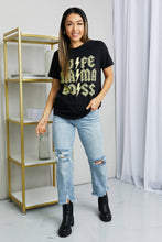 Load image into Gallery viewer, mineB Full Size Leopard Lightning Graphic Tee in Black
