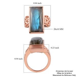 Majestic Malagasy Labradorite Solitaire Ring in 14K RG