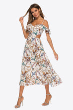 Load image into Gallery viewer, Printed Cutout Cold-Shoulder Dress

