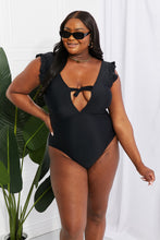 Load image into Gallery viewer, Marina West Swim Seashell Ruffle Sleeve One-Piece in Black
