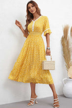 Load image into Gallery viewer, Floral V-Neck Smocked Waist Midi Dress

