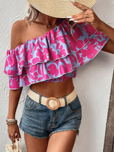 Load image into Gallery viewer, Layered One Shoulder Cropped Blouse
