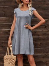 Load image into Gallery viewer, Round Neck Flutter Sleeve Dress with Pockets
