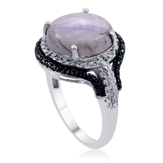 Lilac Amethyst Ring Surrounded with Dark Amethyst Size 7