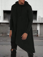 Load image into Gallery viewer, Manfinity LEGND Men Plus Solid Drawstring Hooded Asymmetrical Hem Longline Sweatshirt
