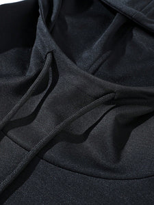 Manfinity LEGND Men Plus Solid Drawstring Hooded Asymmetrical Hem Longline Sweatshirt