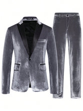 Load image into Gallery viewer, Manfinity AFTRDRK Men Colorblock Lapel Collar Velvet Blazer &amp; Pants
