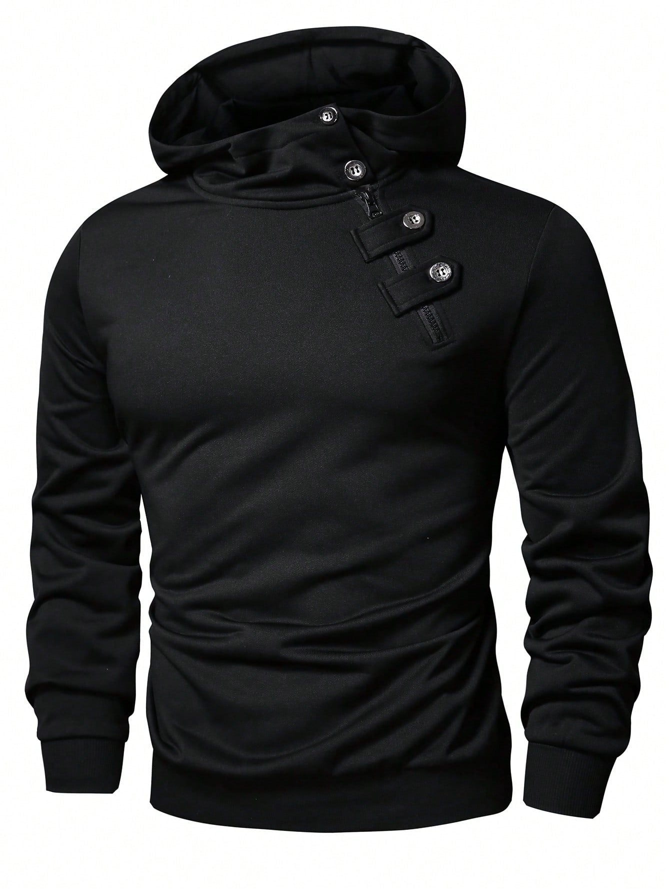 Manfinity LEGND Men Button Detail Hooded Sweatshirt