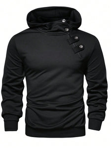 Manfinity LEGND Men Button Detail Hooded Sweatshirt