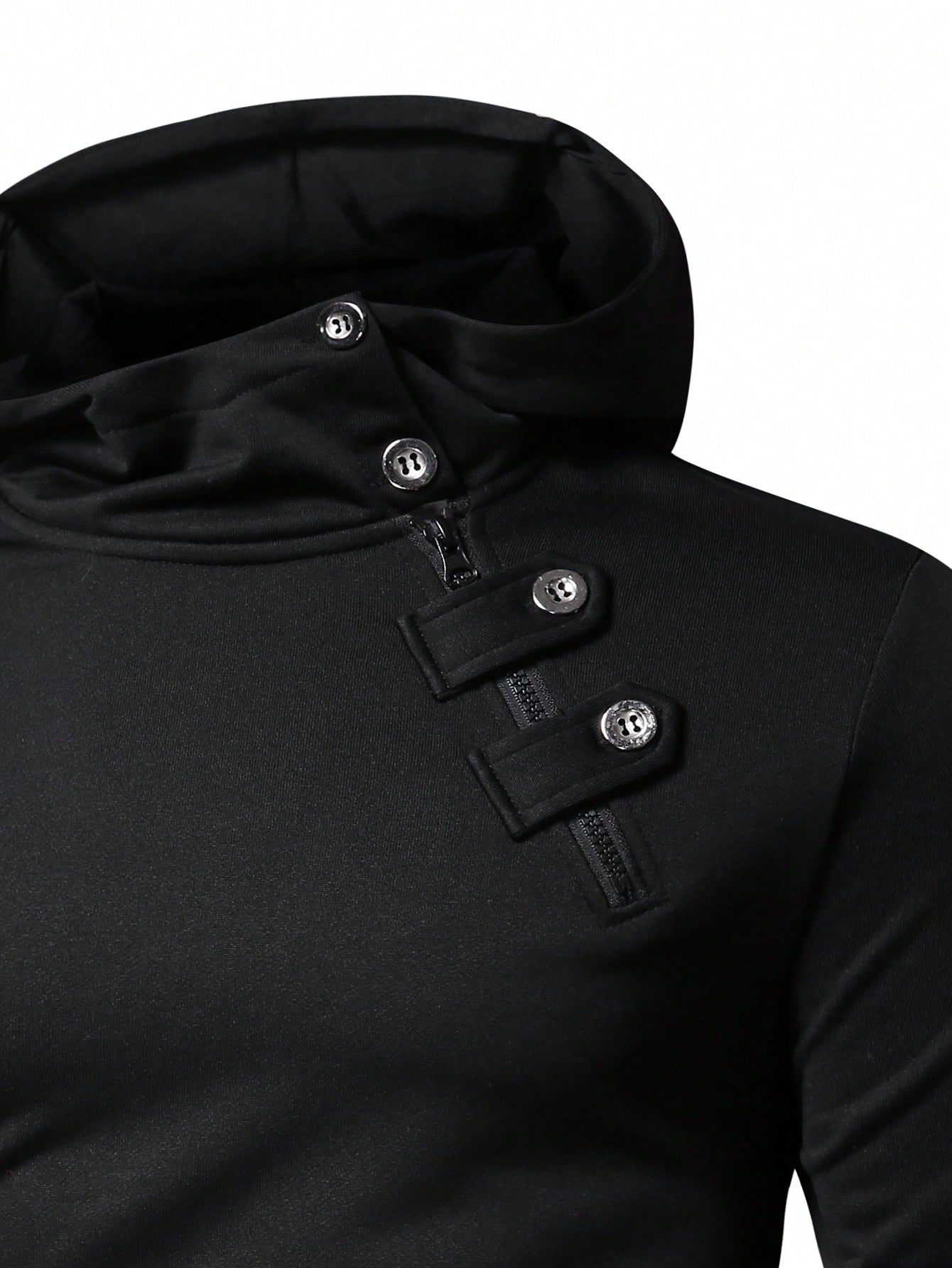 Manfinity LEGND Men Button Detail Hooded Sweatshirt