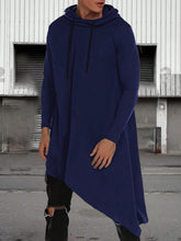 Load image into Gallery viewer, Manfinity LEGND Men Plus Solid Drawstring Hooded Asymmetrical Hem Longline Sweatshirt
