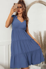 Load image into Gallery viewer, Tie Shoulder V-Neck Tiered Dress
