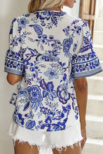 Load image into Gallery viewer, Printed Buttoned Flounce Sleeve Blouse
