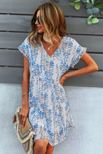 Load image into Gallery viewer, Printed V-Neck Short Sleeve Tiered Dress
