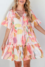 Load image into Gallery viewer, Tie Neck Flounce Sleeve Mini Dress
