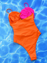 Load image into Gallery viewer, Two-Tone Twisted Cutout One-Piece Swimsuit
