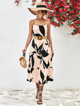 Load image into Gallery viewer, Printed Spaghetti Strap Tiered Midi Dress
