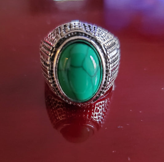 Men's Green Turquoise Ring Size 10