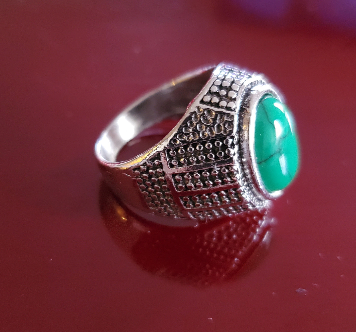 Men's Green Turquoise Ring Size 10