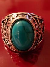Load image into Gallery viewer, Men&#39;s Turquoise Navy Ring Size 10.5
