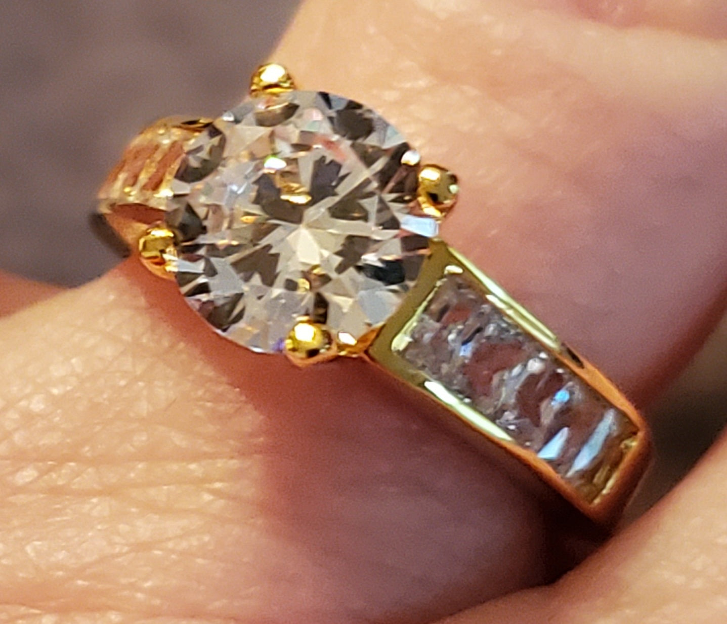 Classic Round & Baguette CZ Ring Size 6