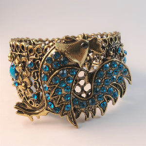 Swarovski Crystal Crowned Rooster Cuff Bracelet