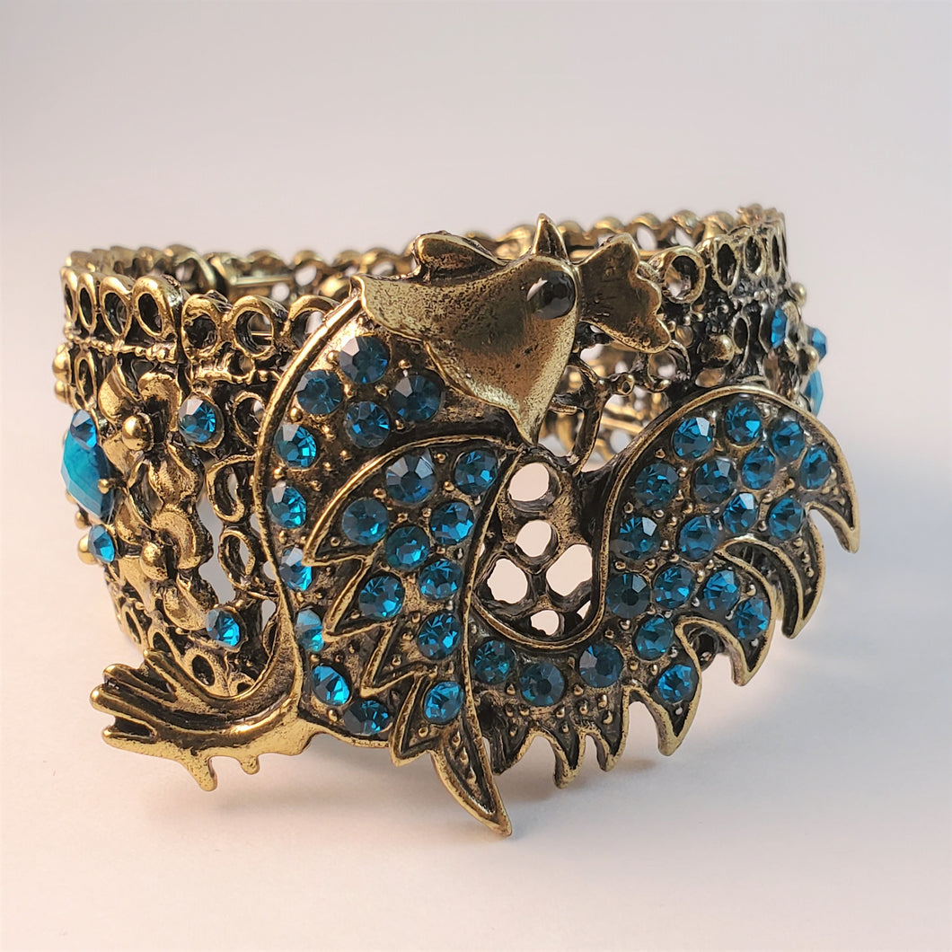 Swarovski Crystal Crowned Rooster Cuff Bracelet