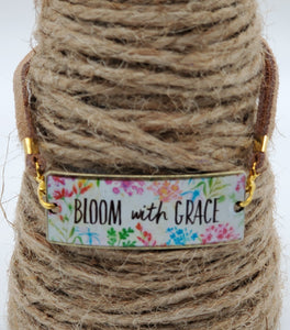 Handmade "Bloom with Grace" Leather Bracelet