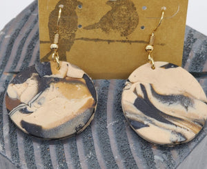 Handmade Earth Tone Resin Disc Earrings