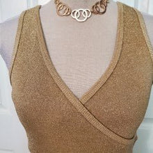 Load image into Gallery viewer, Gold Cache V Neck Sleeveless Top Size Medium

