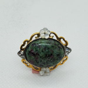 Ruby Zoisite with Mother of Pearl Ring