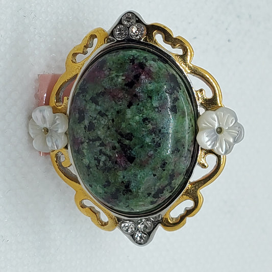 Ruby Zoisite with Mother of Pearl Ring